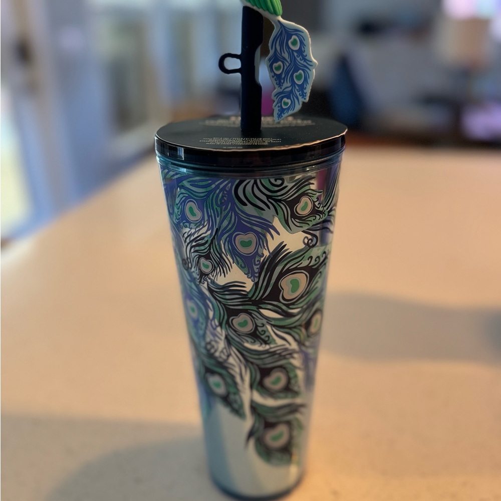 Starbucks Blue and Green Feather Tumbler